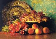 George Henry Hall Figs, Pomegranates, Grapes and Brass Plate oil painting reproduction